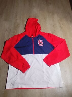 Genuine Merchandise Red/Navy/White Colorblock Hooded Raincoat